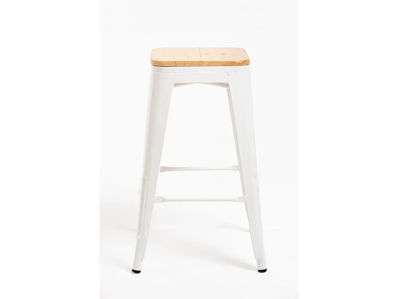Lote de 2 Taburetes Torix Bajos Madera Natural - Blanco
