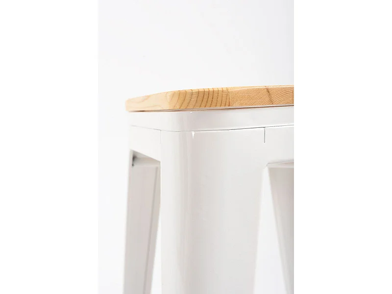 Lote de 2 Taburetes Torix Bajos Madera Natural - Blanco