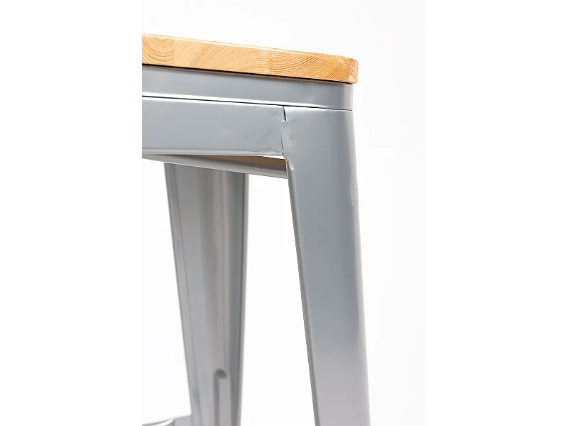 Lote de 2 Taburetes Torix Bajos Madera Natural - Gris metalizado