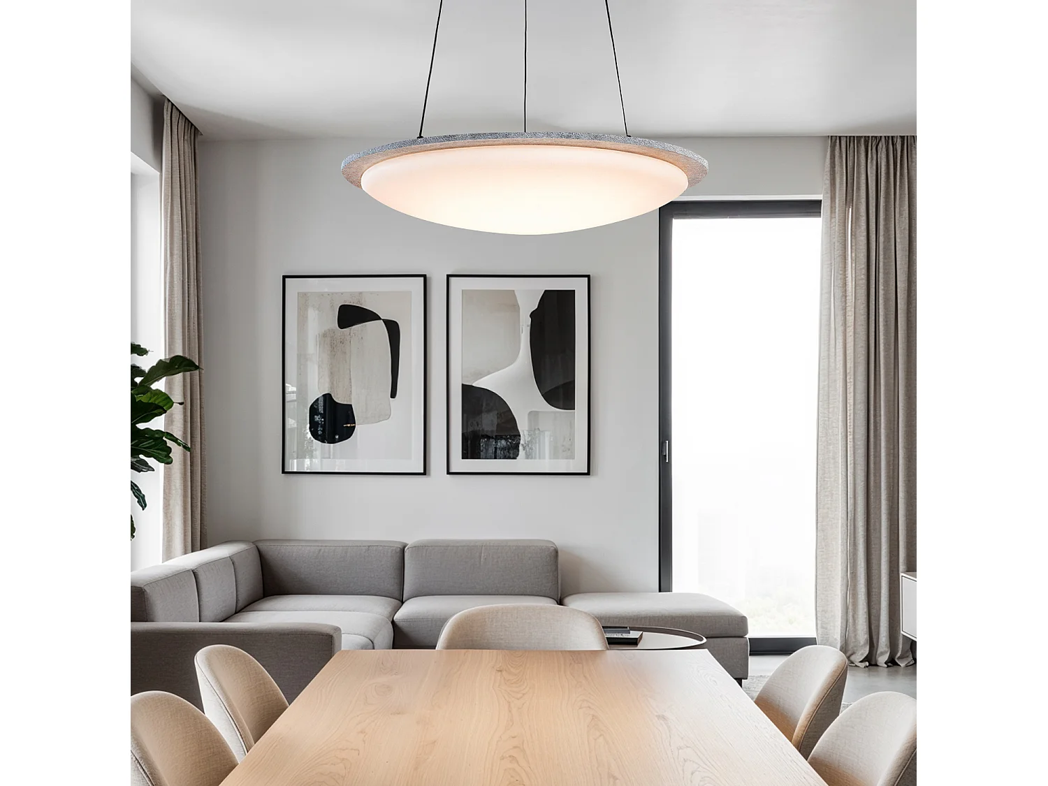 Suspension LED 24W Feutre CCT Sélectionnable Lezhan Gris