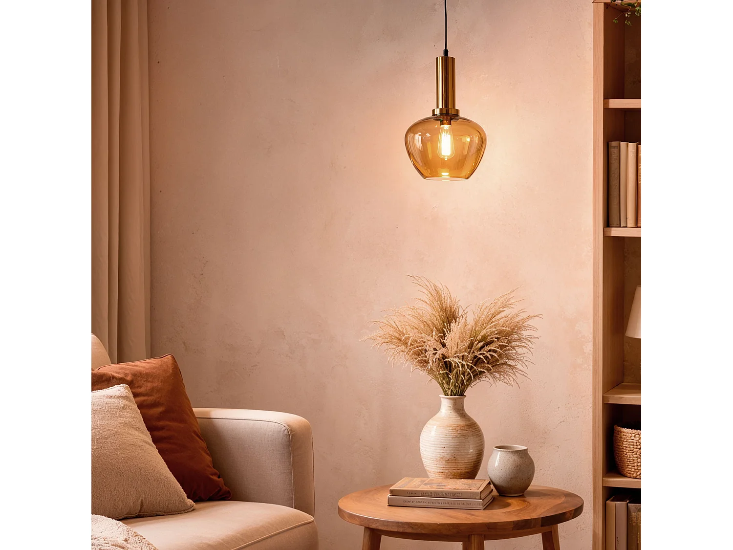 Suspension Métal et Verre Daira Ambre