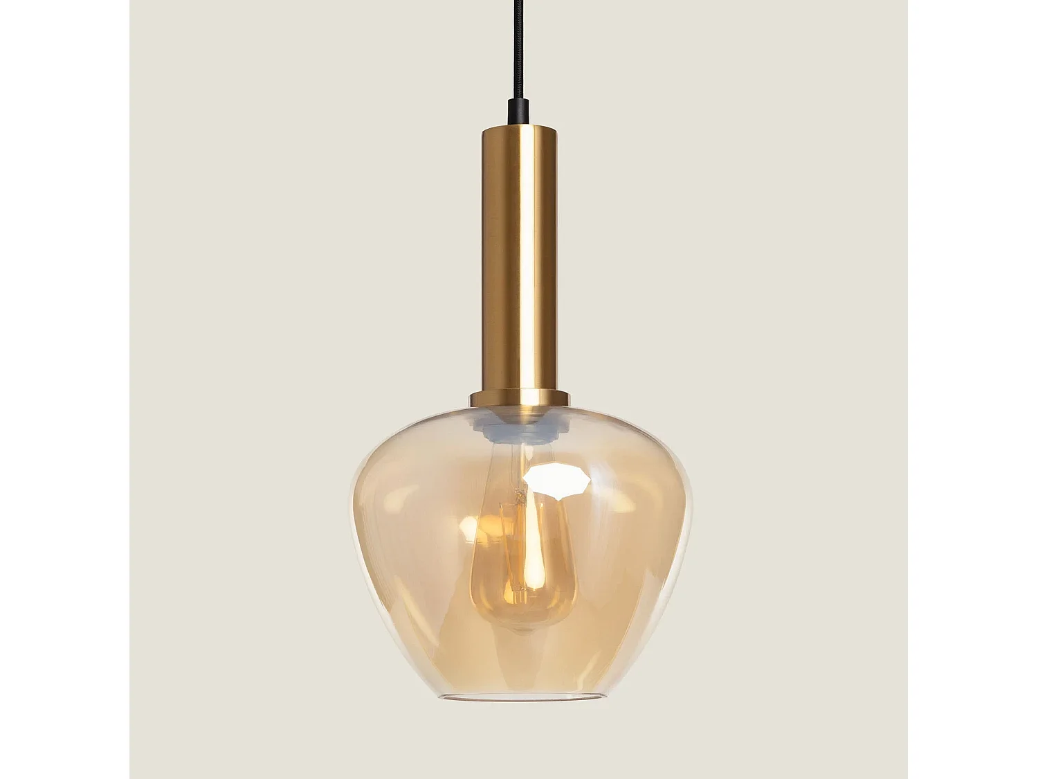 Lámpara Colgante Metal y Cristal Daira Ámbar