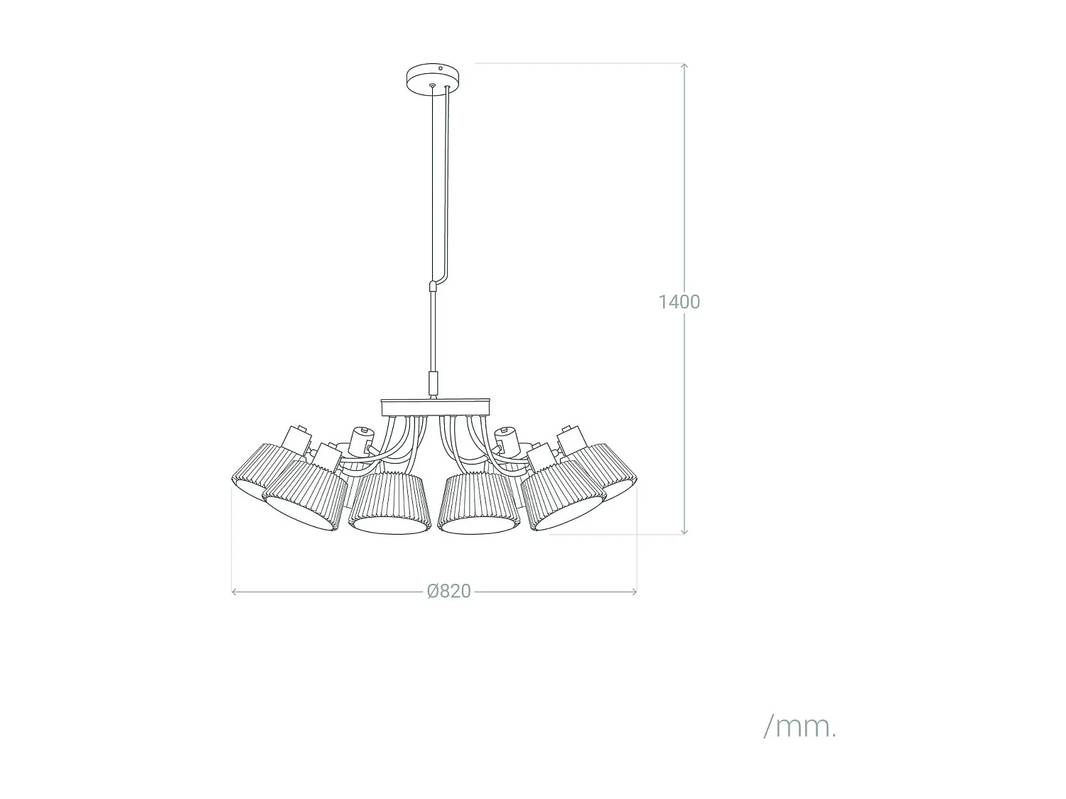 Suspension Métal Magda 8 Spots Blanc