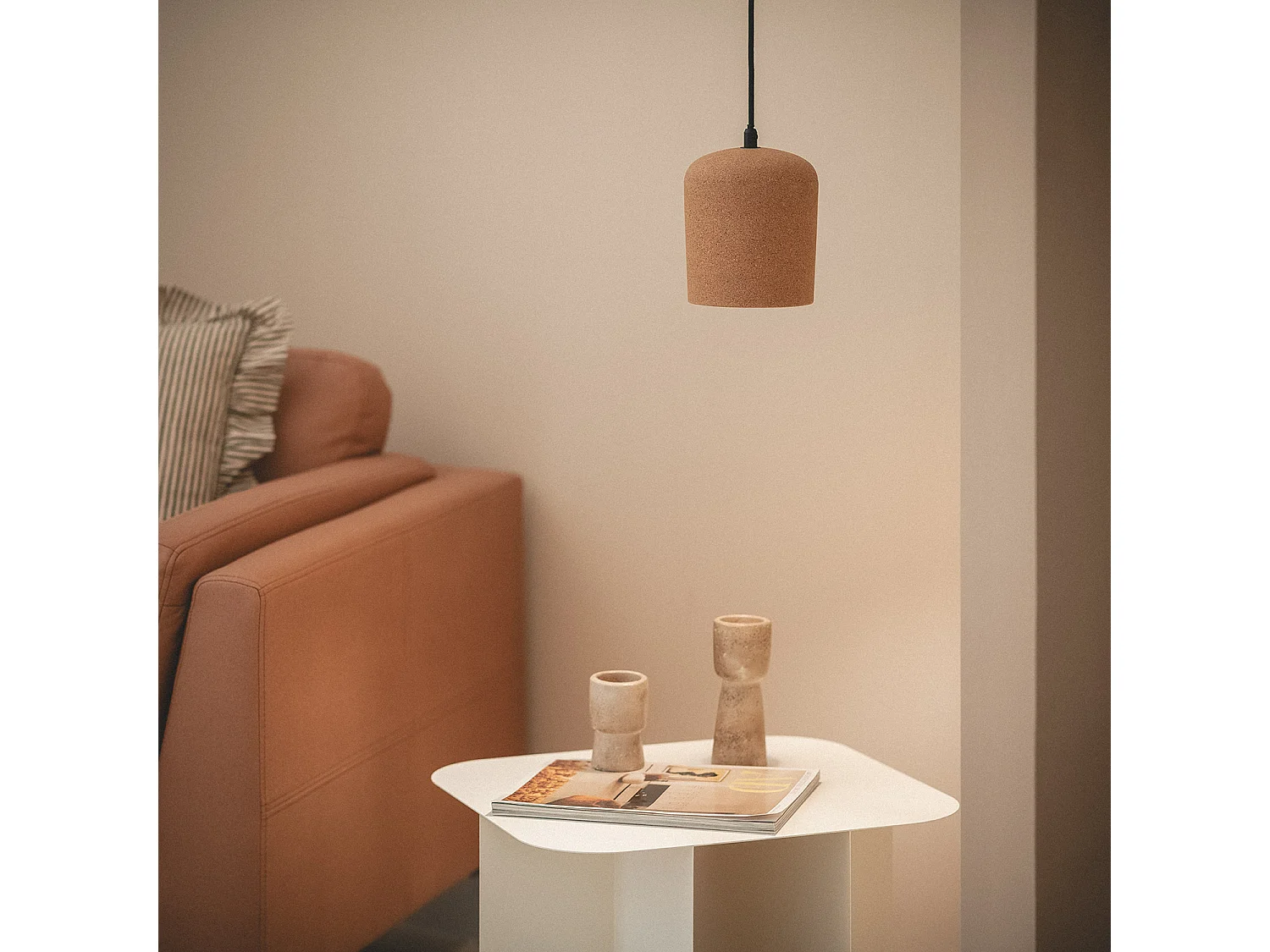 Suspension Métal et Liège Krobia Brun