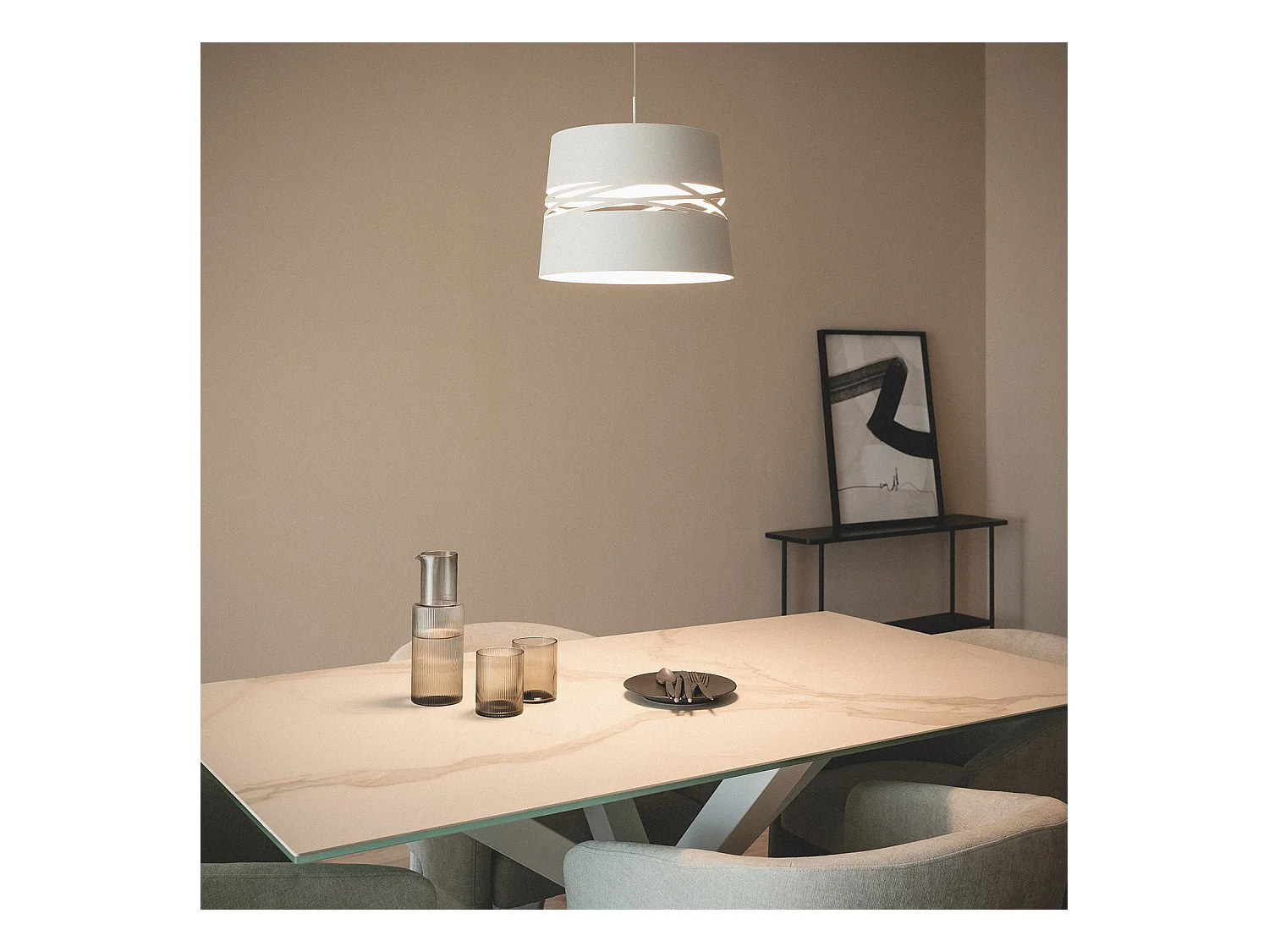 Suspension LED 28W Métal Kerta Blanc mat