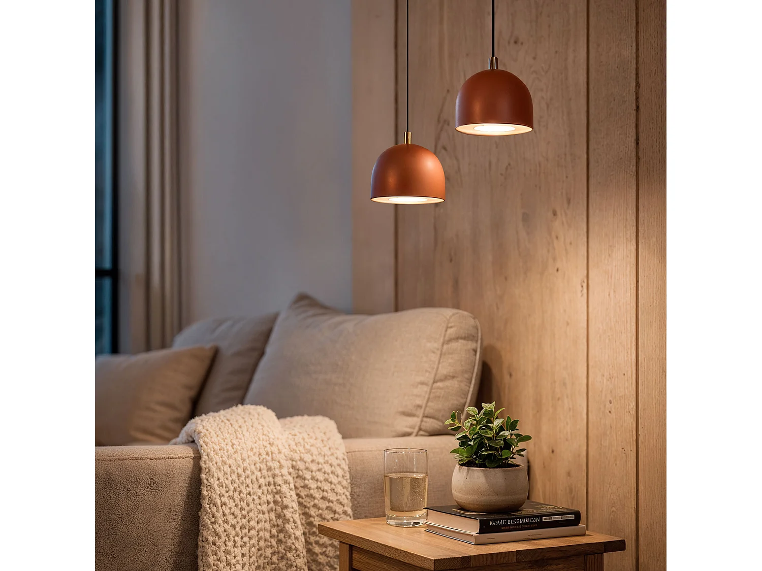 Suspension LED 8W Métal Hauteur Réglable Arya  Brun