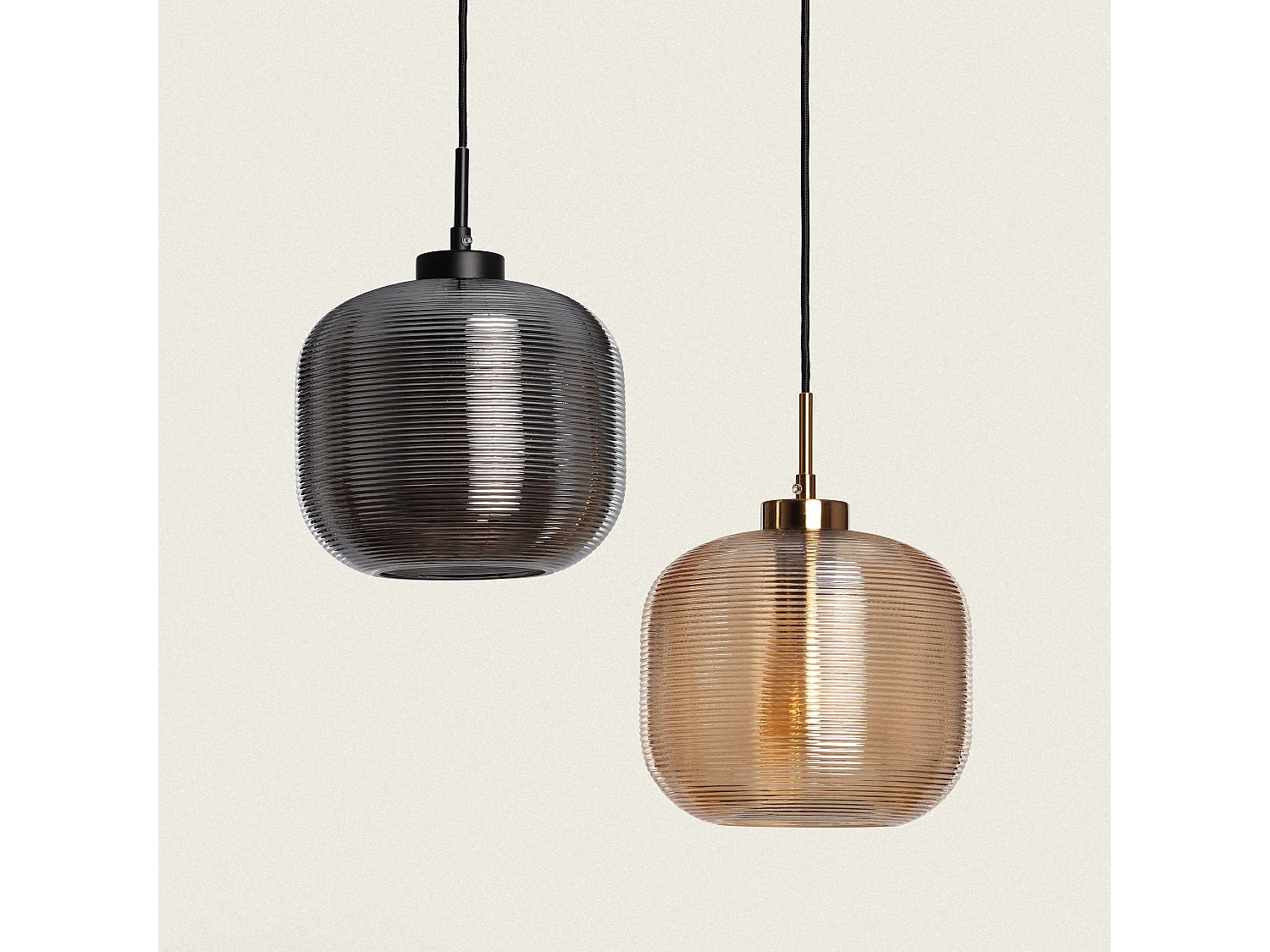 Suspension Métal et Verre Beryl Ambre