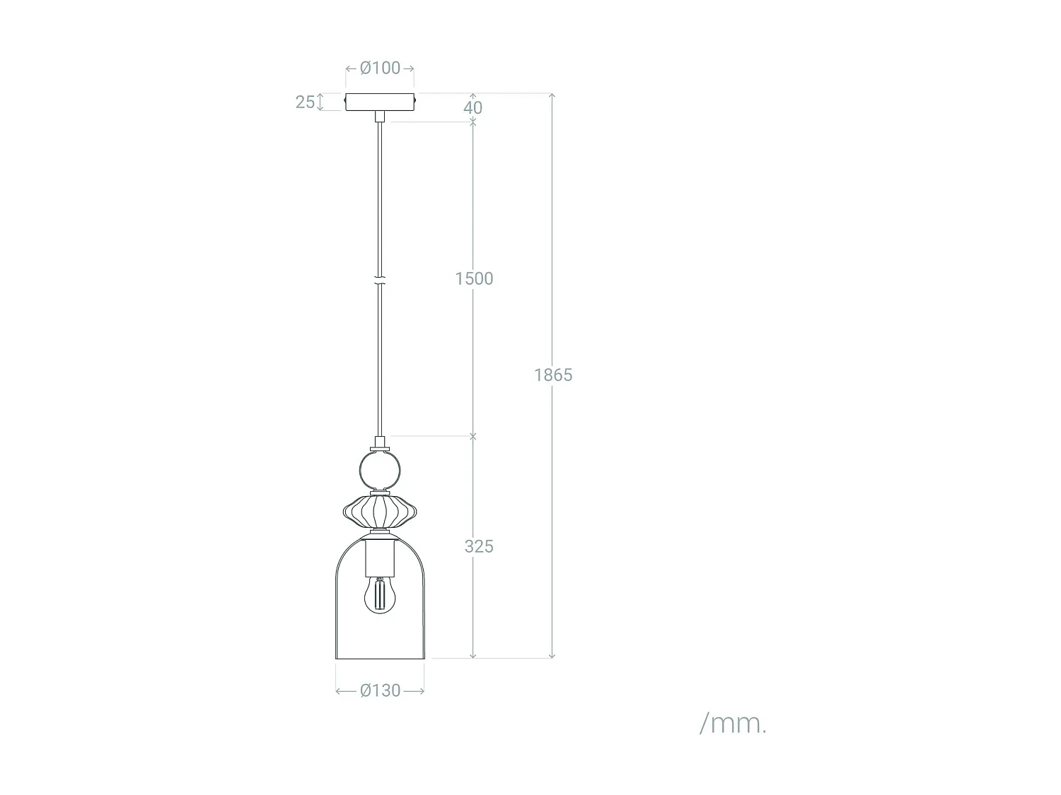 Suspension Métal et Verre Bethia Multicolore