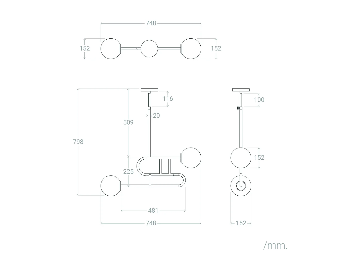 Suspension Métal Rowsley Doré