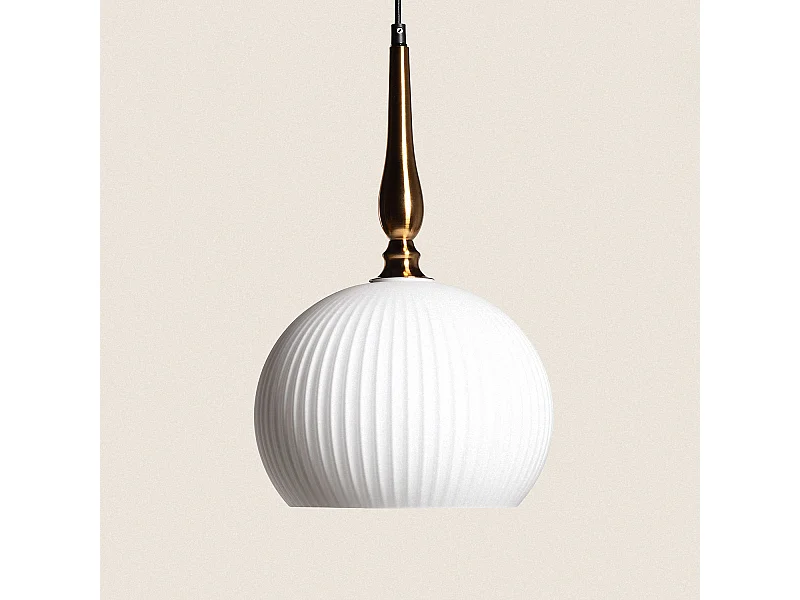 Suspension Métal et Verre Belma Blanc