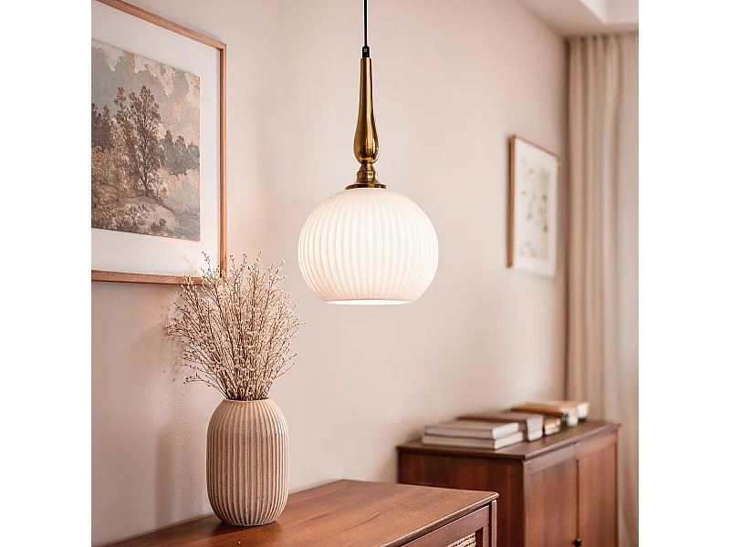 Suspension Métal et Verre Belma Blanc