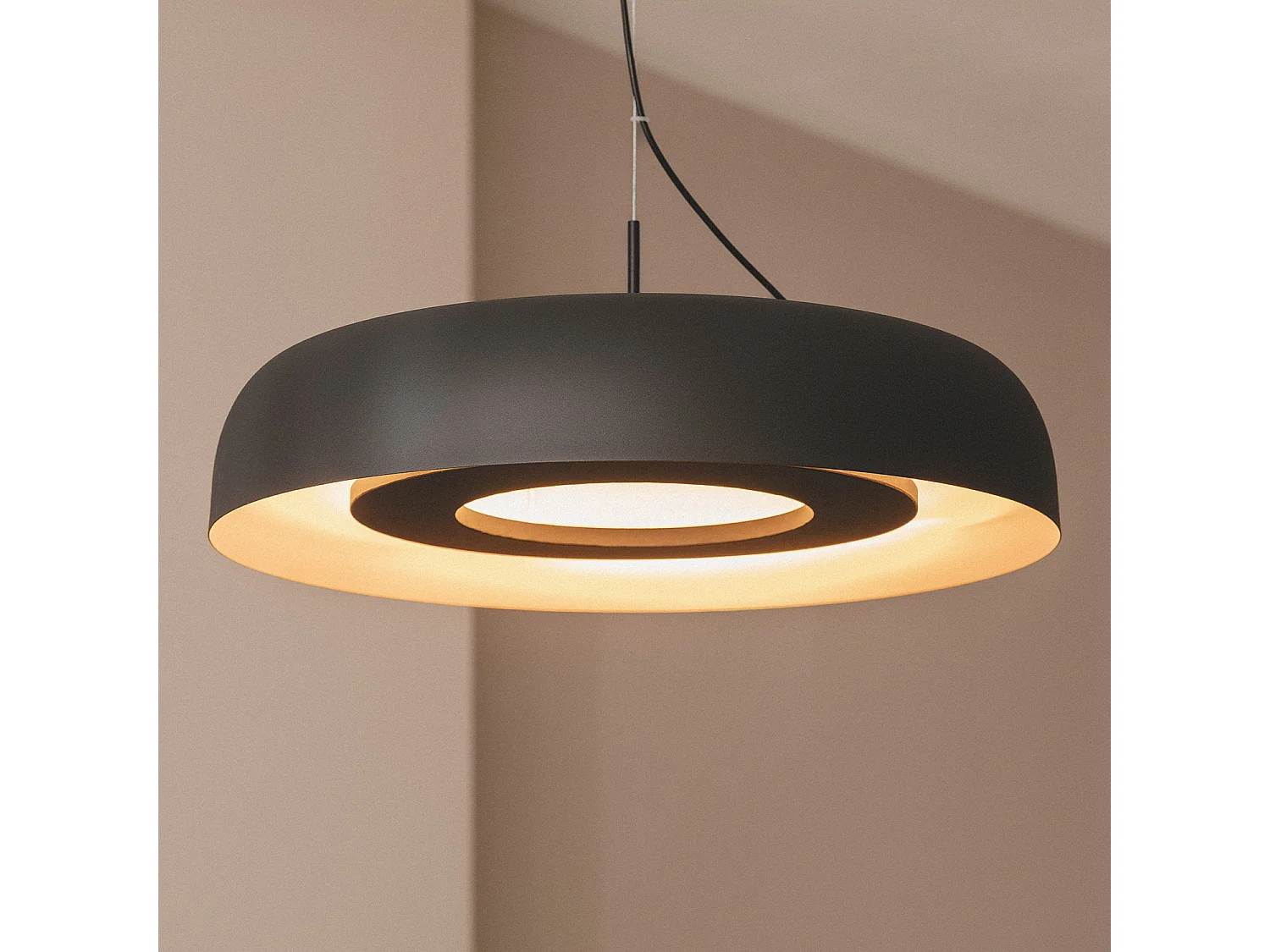 Suspension LED 18W Acier Cancot Noir mat