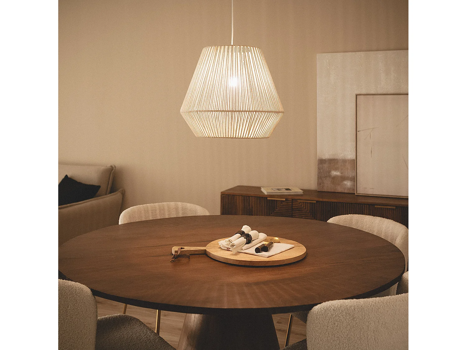 Lampada a Sospensione Corda Diantha Beige