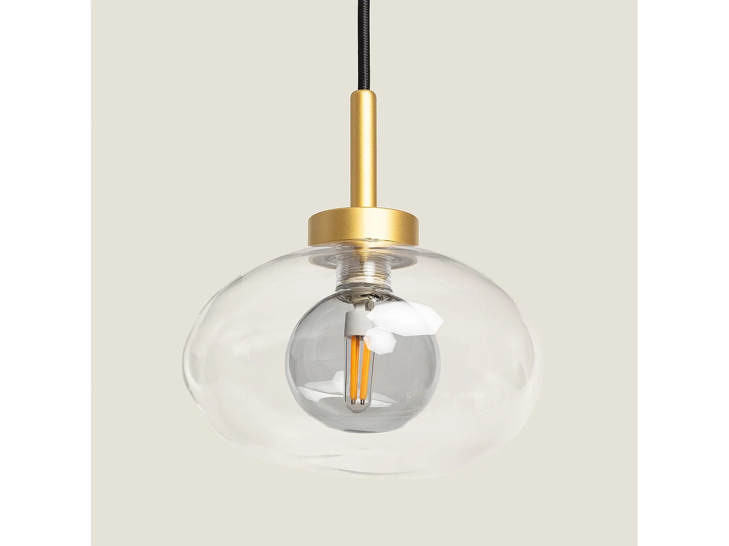Suspension Aluminium et Verre Hassi Gris