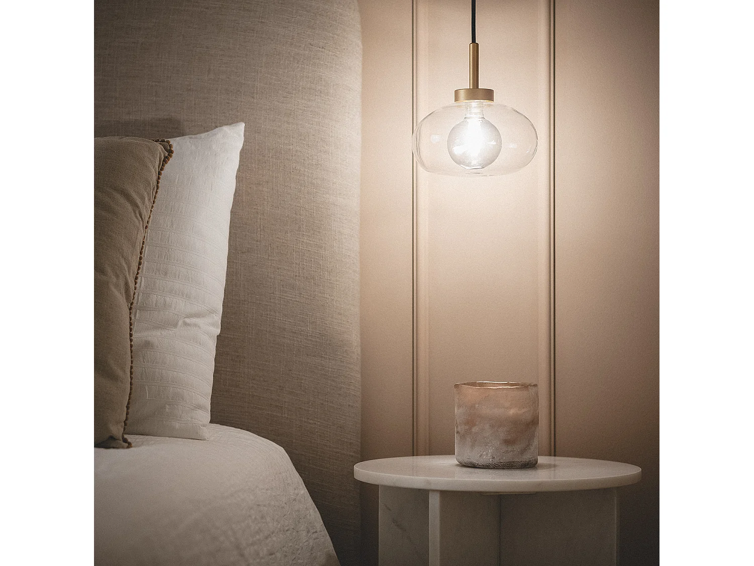 Suspension Aluminium et Verre Hassi Gris
