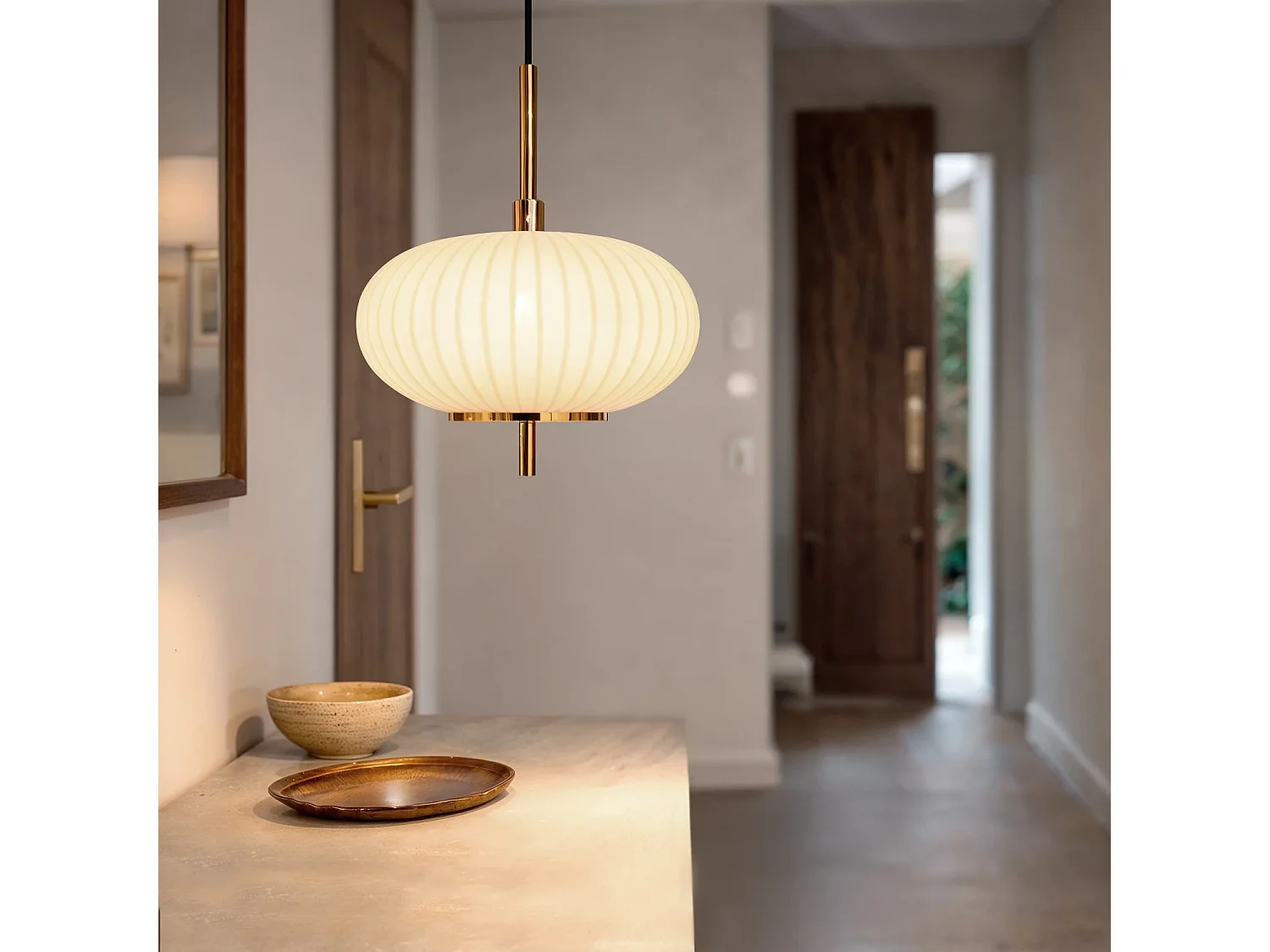 Suspension Métal et Verre Beca Oblade Bronze