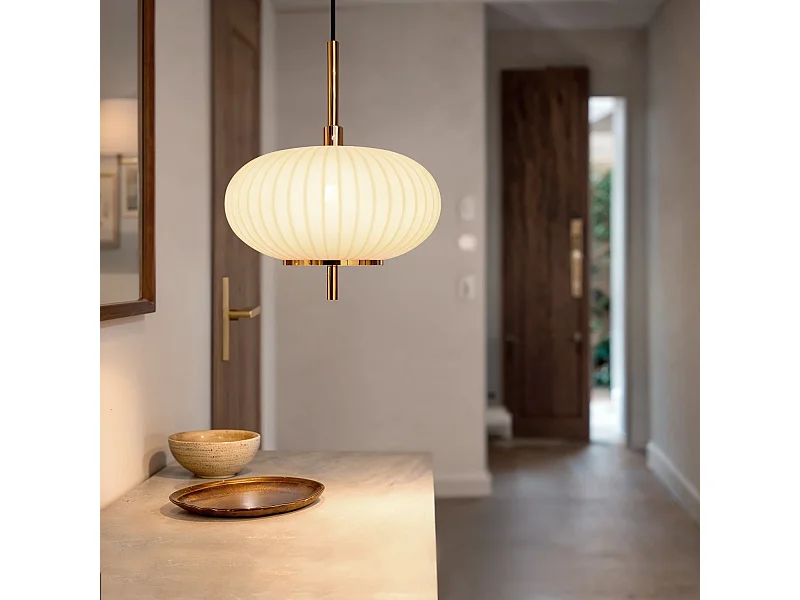 Suspension Métal et Verre Beca Oblade Bronze