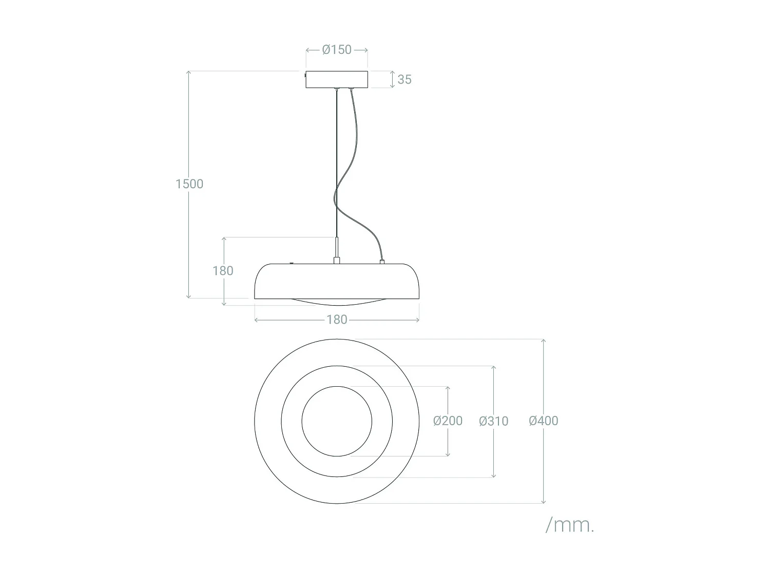 Suspension LED 20W Acier Duval Noir