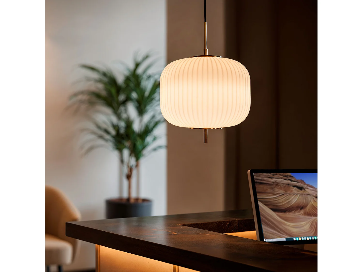 Suspension Métal et Verre Beca Bronze