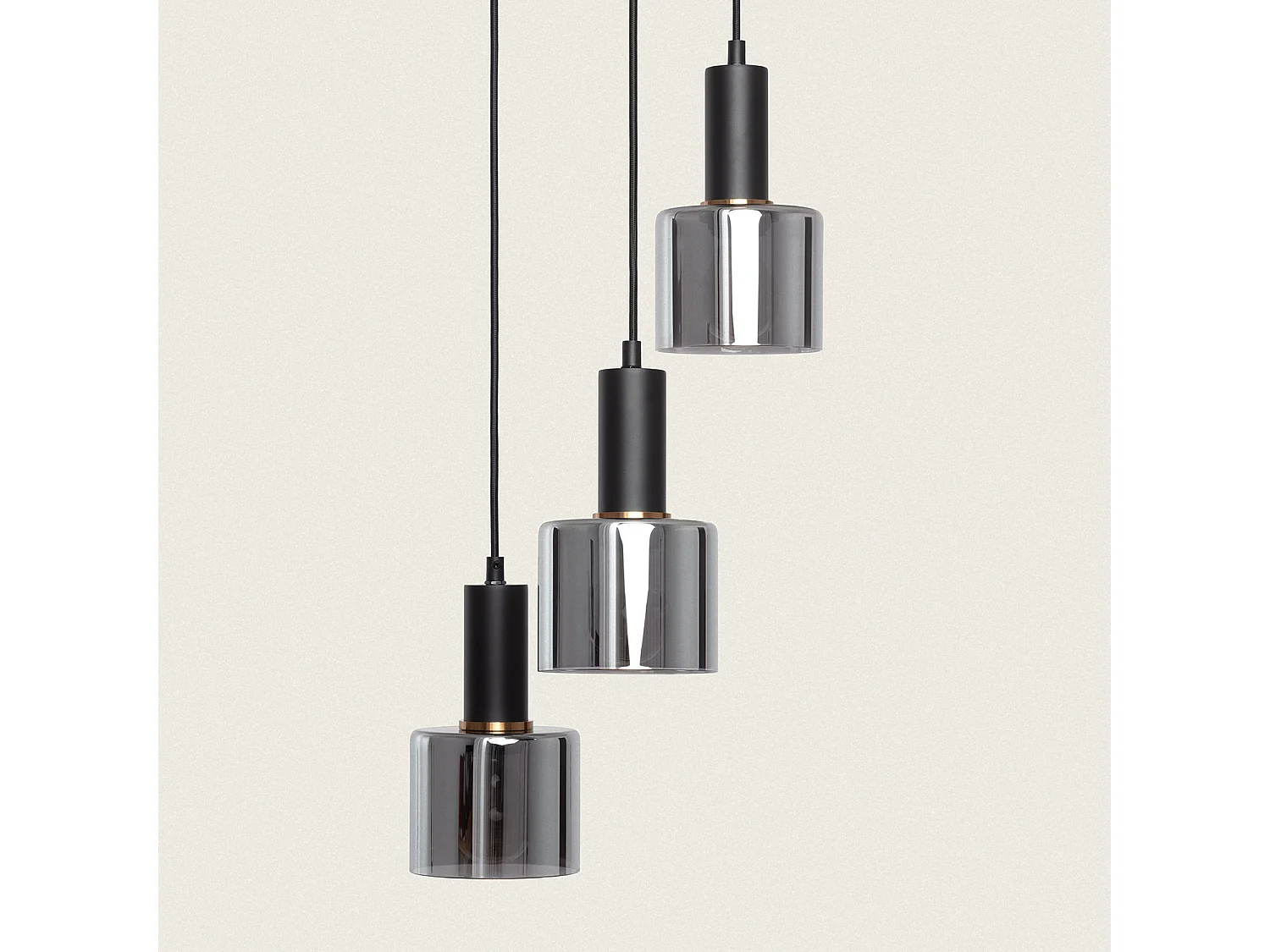 Suspension Métal et Verre Danae 3 Spots Gris Fumée