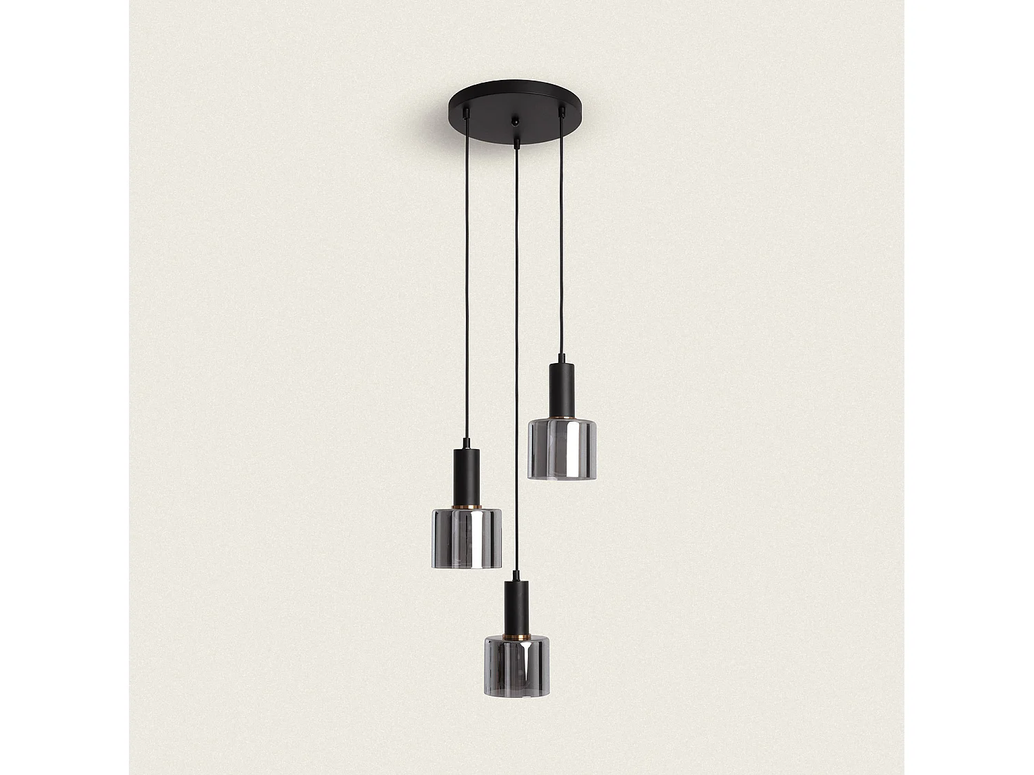 Suspension Métal et Verre Danae 3 Spots Gris Fumée