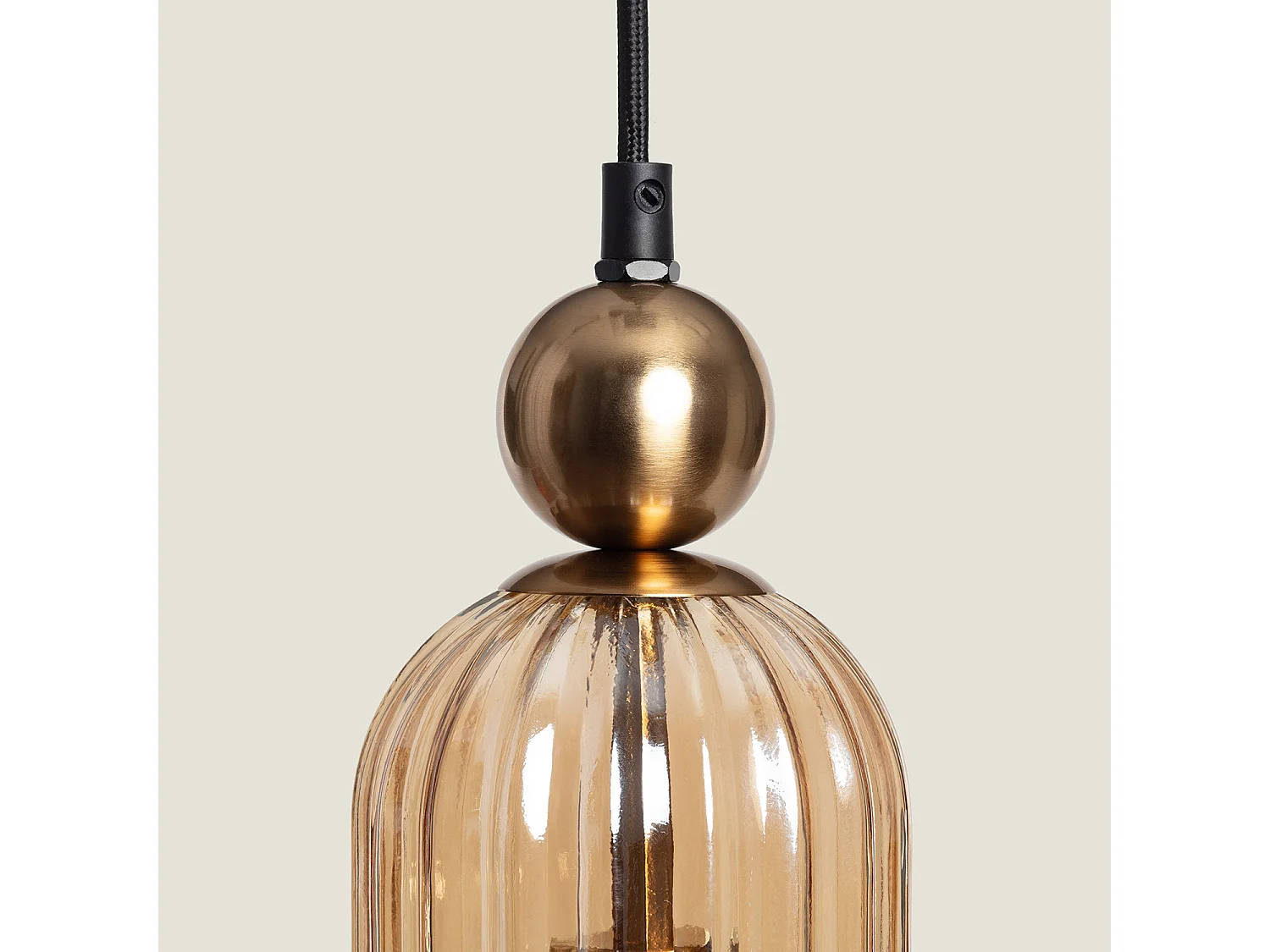 Lámpara Colgante Metal y Cristal Cheryl Ámbar