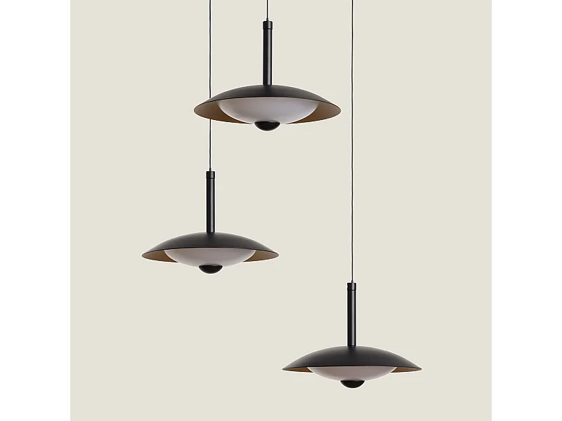 Lámpara Colgante LED 24W Regulable en Altura Metal CCT Seleccionable Seleccionable Shirak 3 Focos Negro