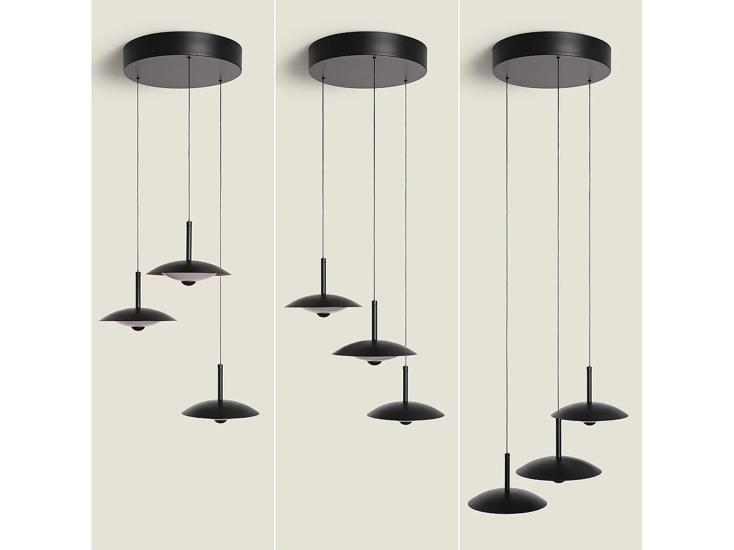 Suspension LED 24W Métal CCT Sélectionnable Shirak 3 Spots Noir