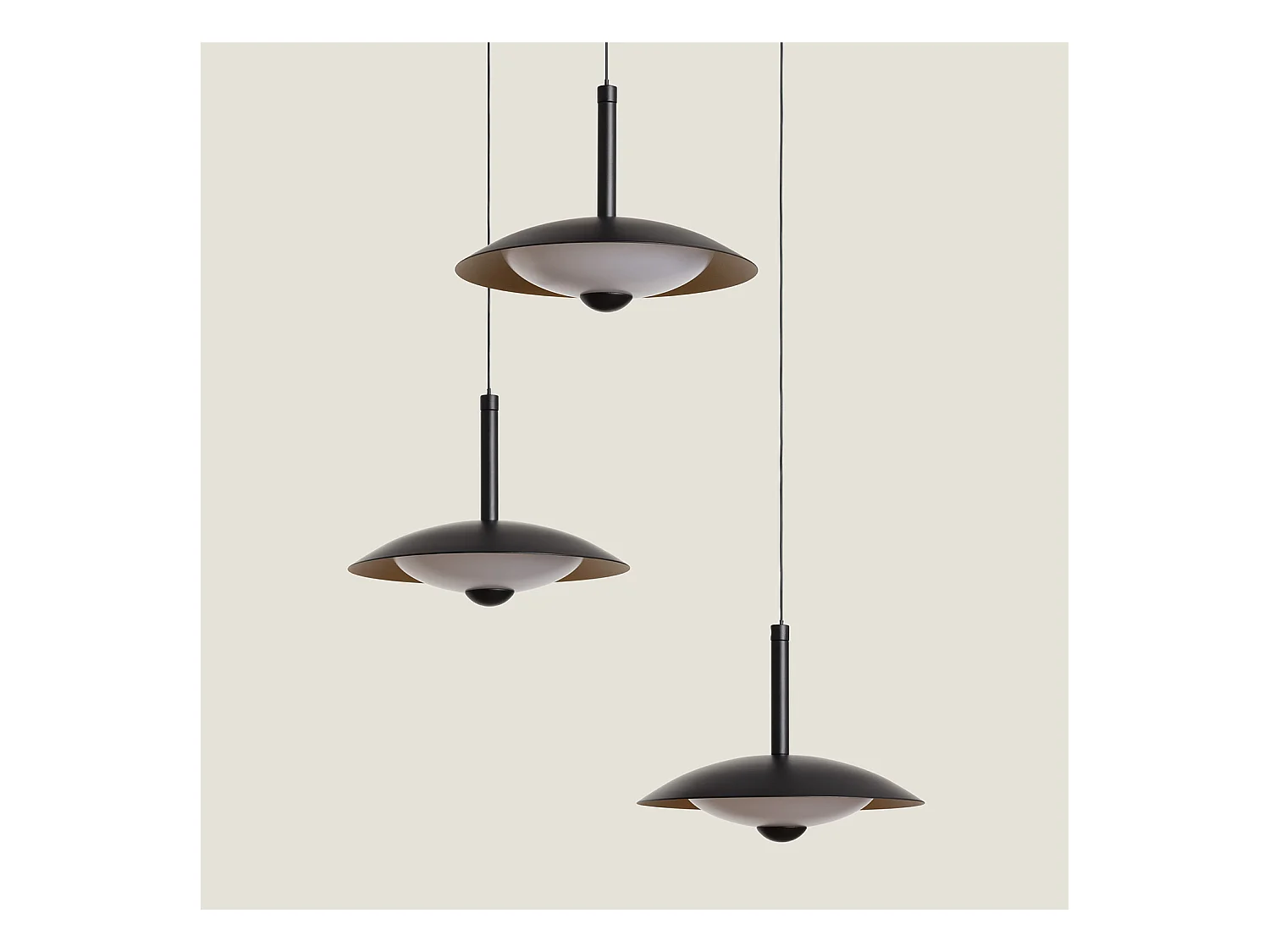 Lámpara Colgante LED 24W Regulable en Altura Metal CCT Seleccionable Seleccionable Shirak 3 Focos Negro