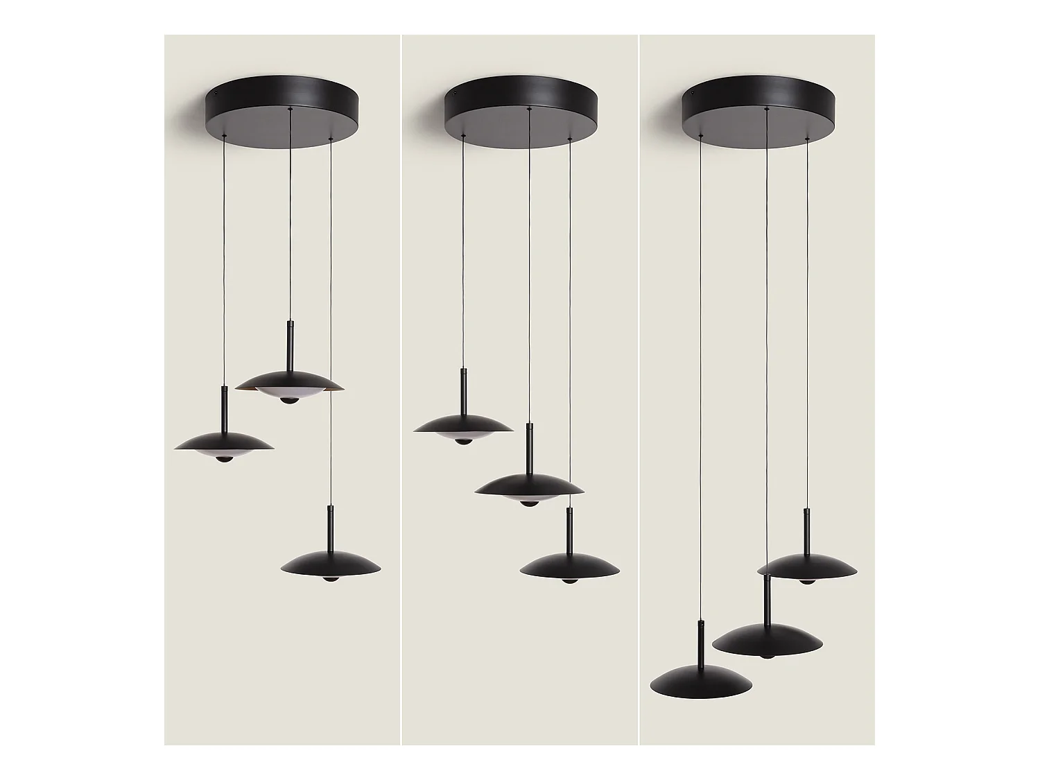 Lámpara Colgante LED 24W Regulable en Altura Metal CCT Seleccionable Seleccionable Shirak 3 Focos Negro