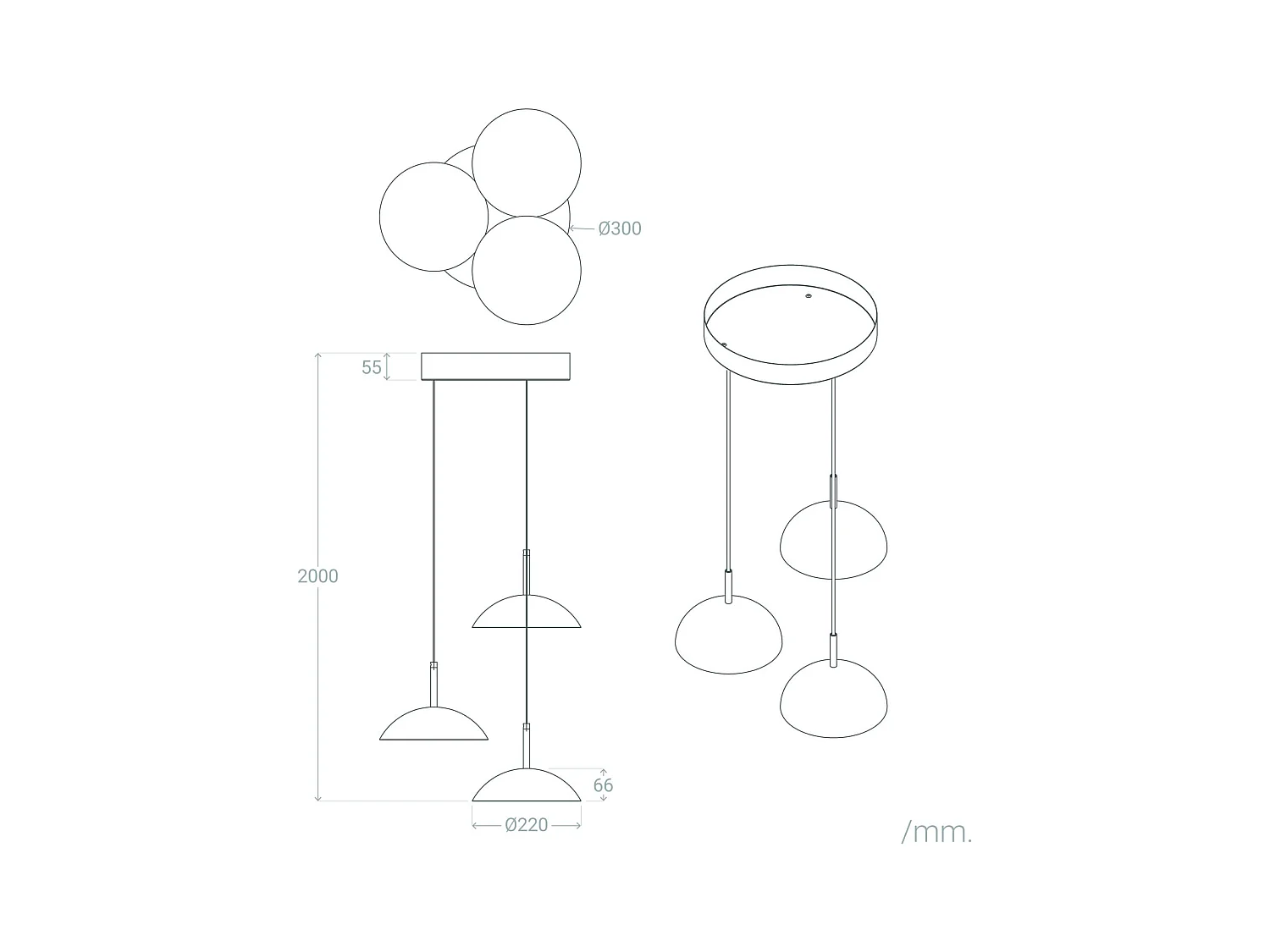 Lámpara Colgante LED 24W Regulable en Altura Metal CCT Seleccionable Seleccionable Shirak 3 Focos Negro