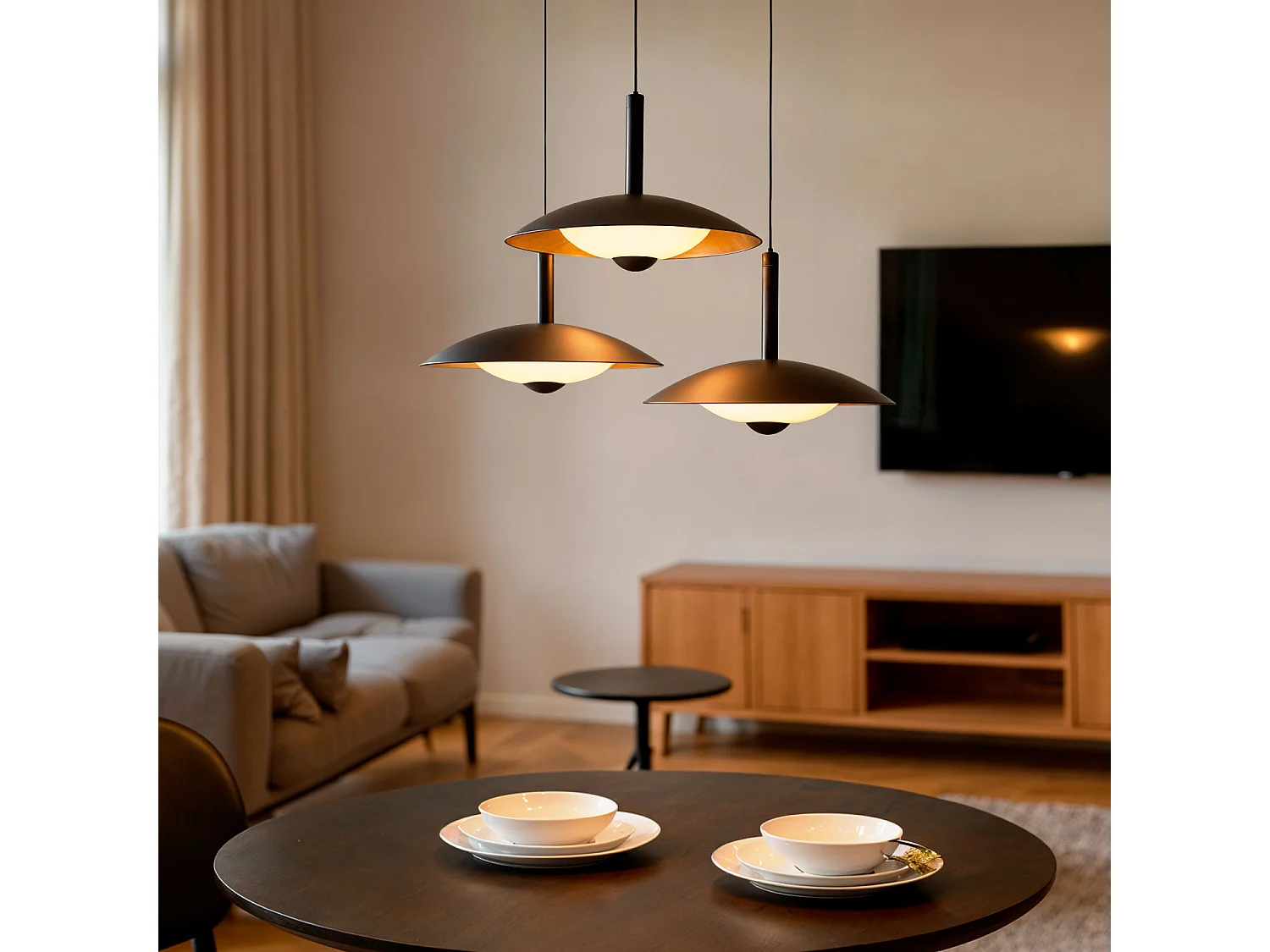 Suspension LED 24W Métal CCT Sélectionnable Shirak 3 Spots Noir