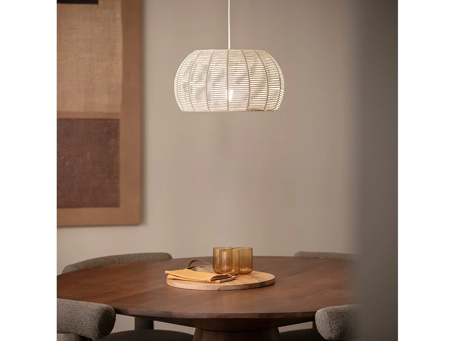 Lampada a Sospensione Corda Gazania Beige