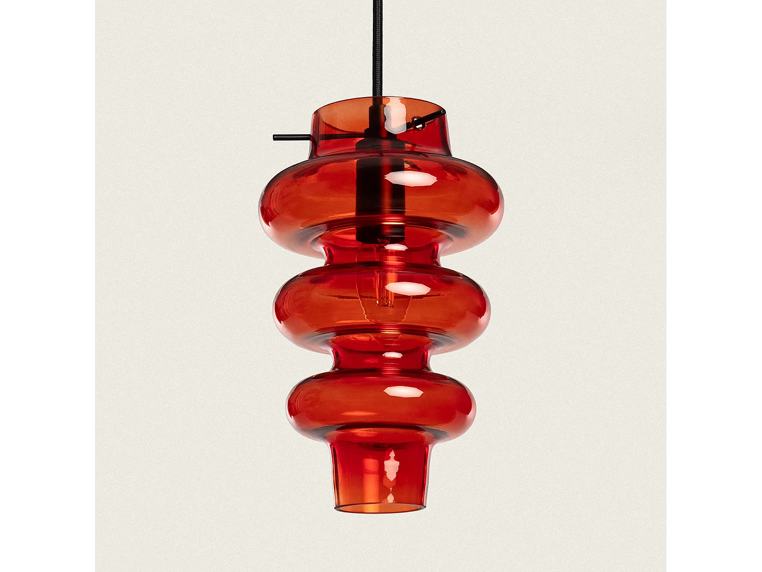 Lampada a Sospensione Vetro Telder Rosso