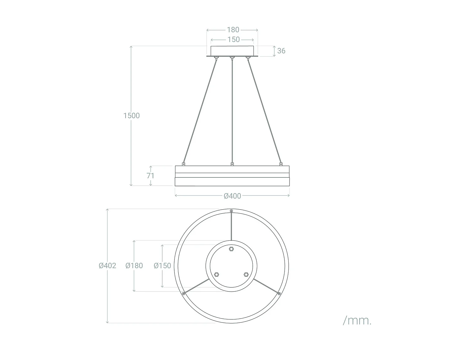 Suspension LED 30W Acier Dazala Noir mat