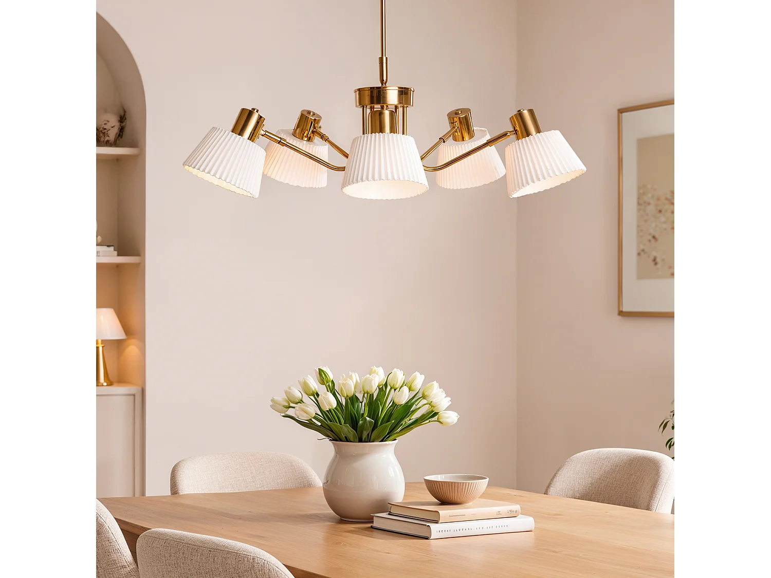 Lampada a Sospensione Metallo Magda 5 Faretti Bianco