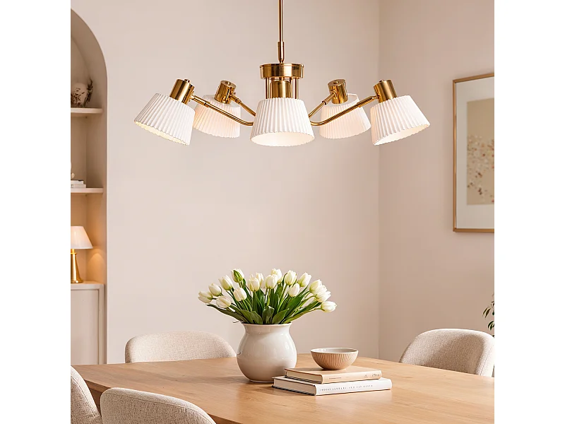 Lámpara Colgante Metal Magda 5 Focos Blanco