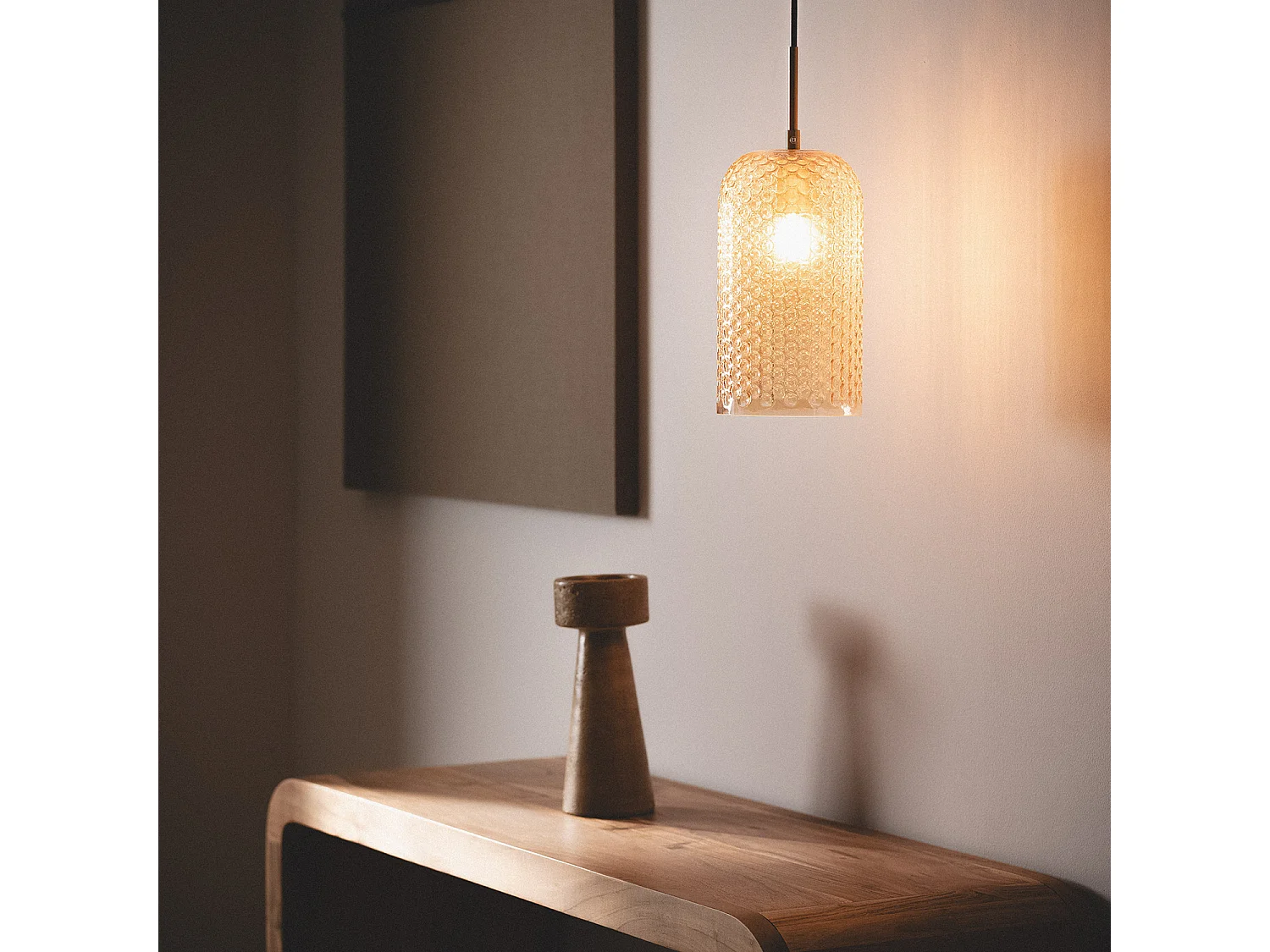 Suspension Métal et Verre Large Bernie Ambre