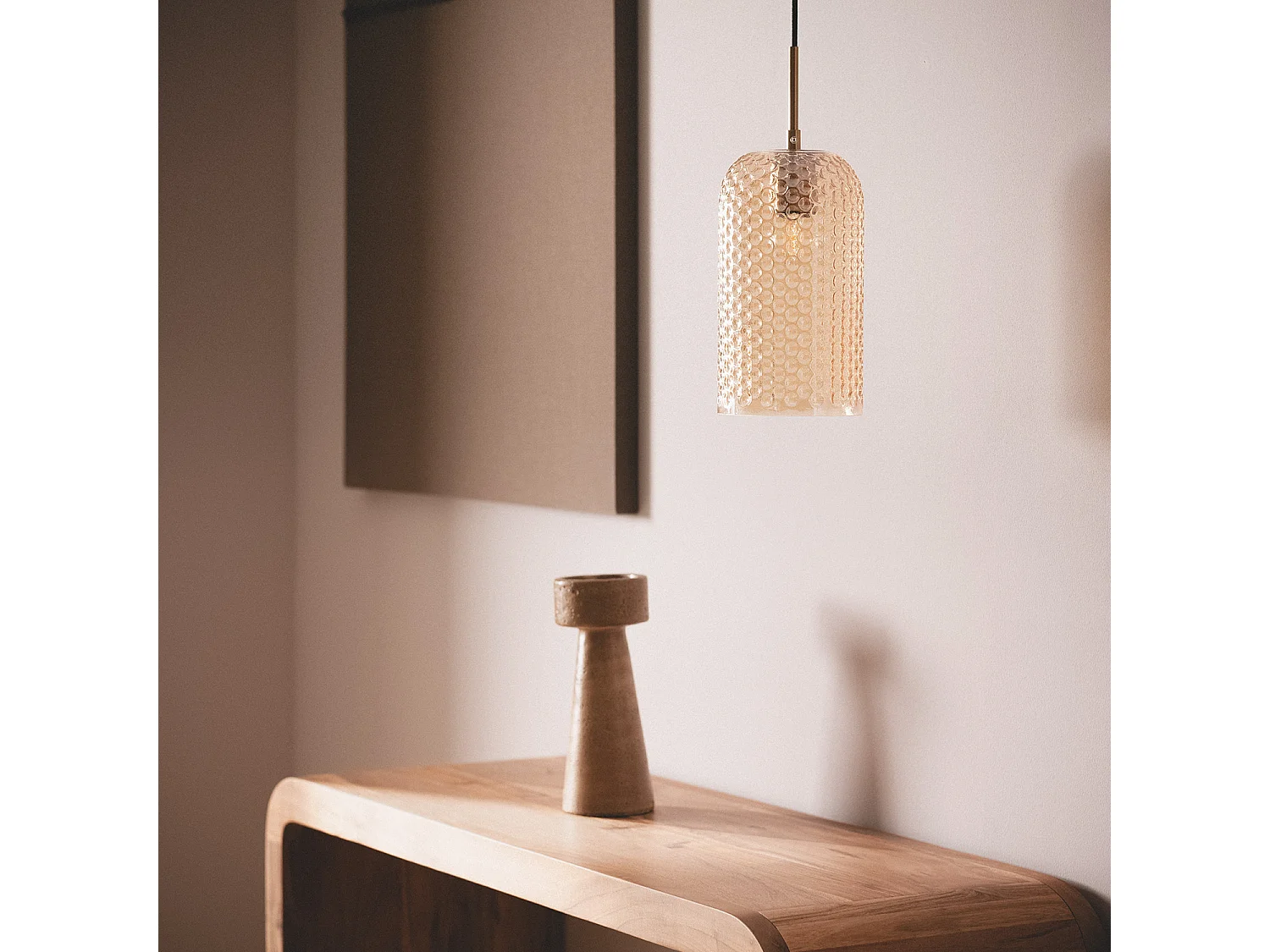 Suspension Métal et Verre Large Bernie Ambre