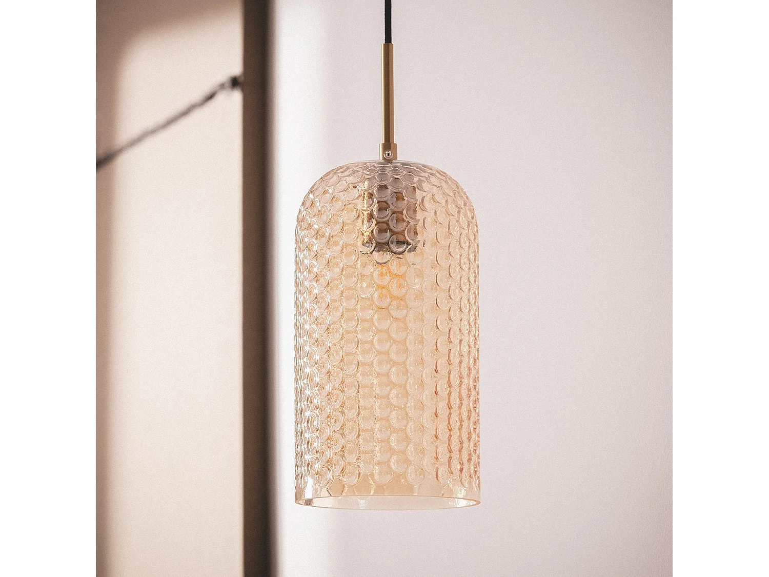 Suspension Métal et Verre Large Bernie Ambre