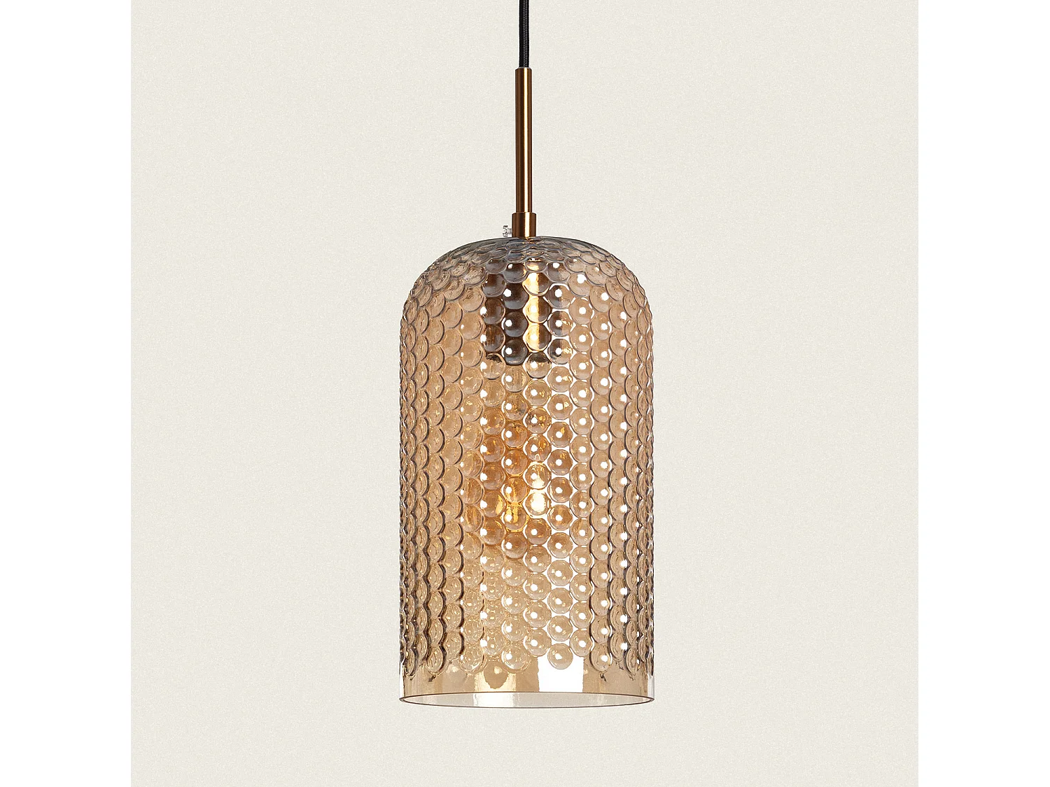 Lámpara Colgante Metal y Cristal Large Bernie Ámbar