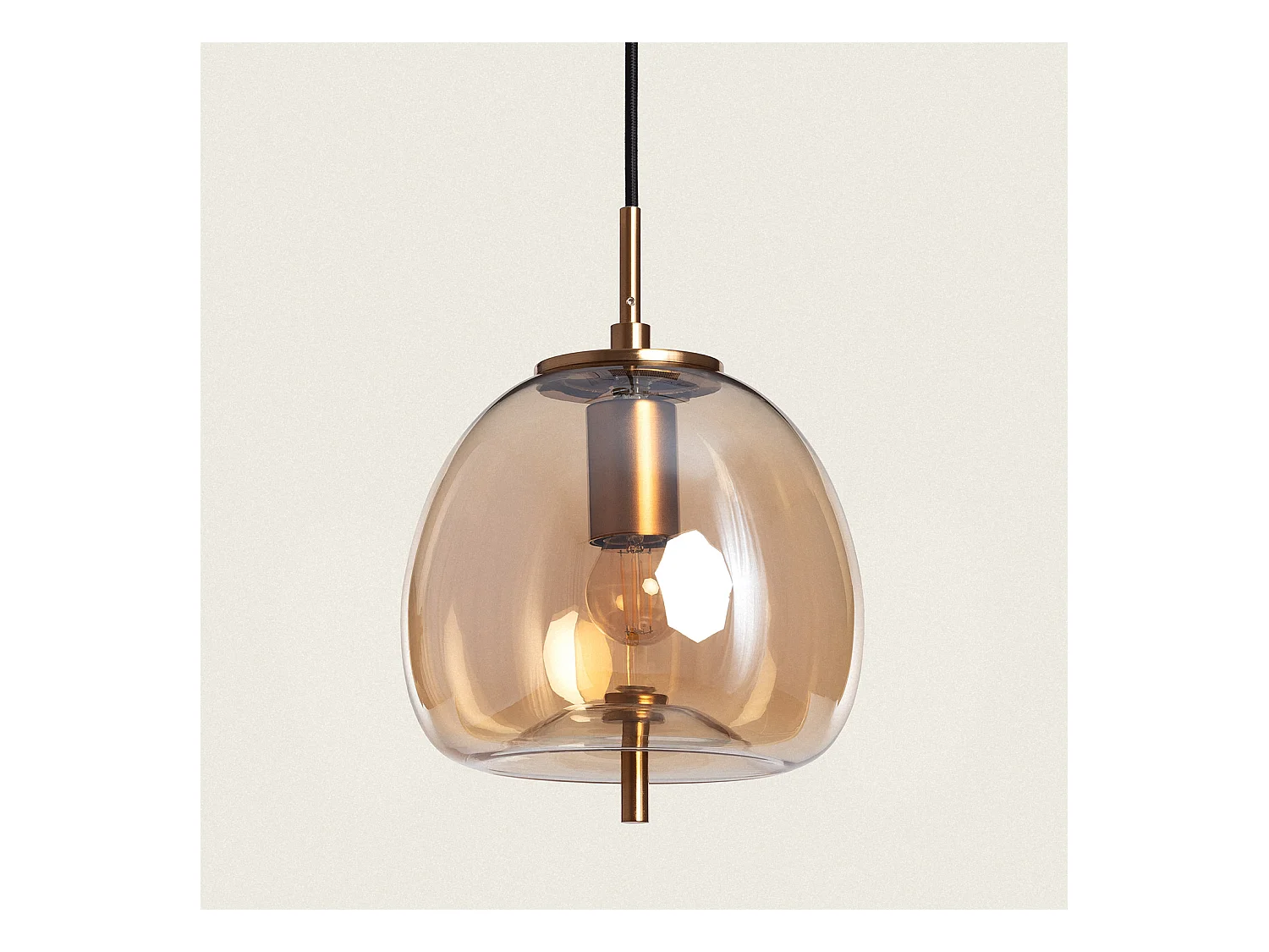 Suspension Métal et Verre Adina Gris Fumée
