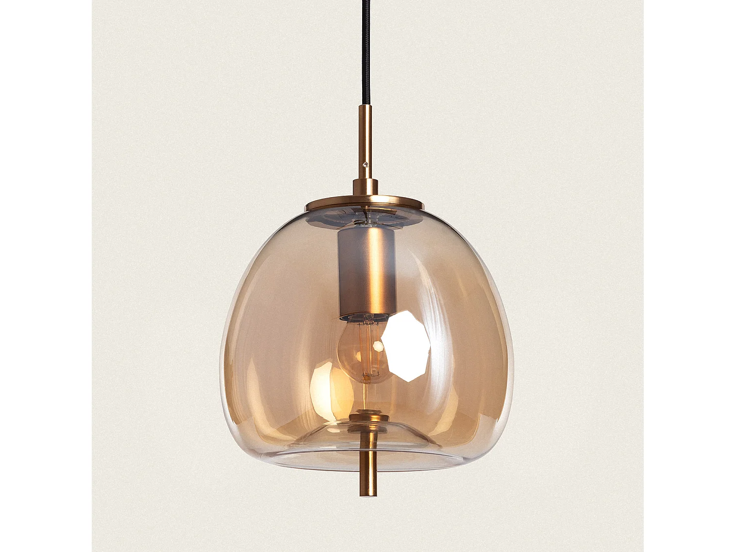 Suspension Métal et Verre Adina Gris Fumée