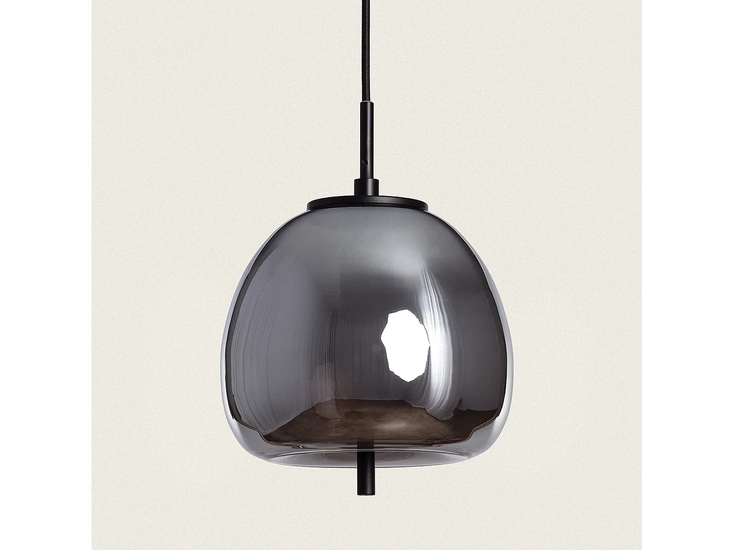 Suspension Métal et Verre Adina Gris Fumée