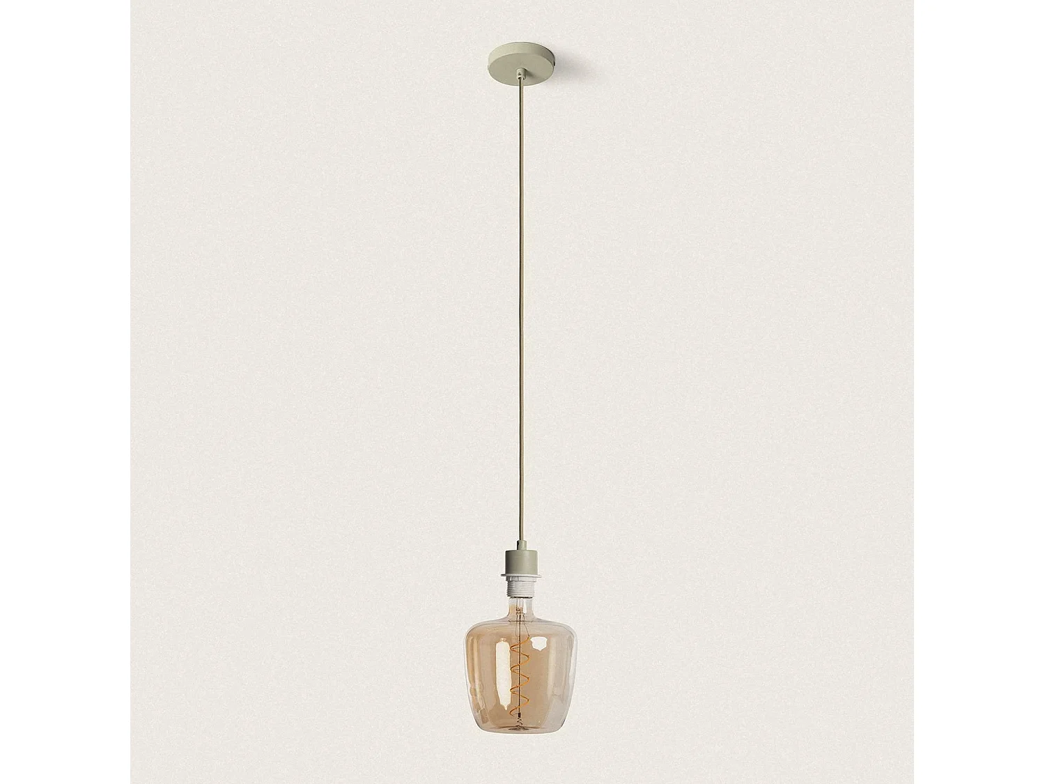 Lampada a Sospensione con Cavo Tessile Verde Verde Cachi