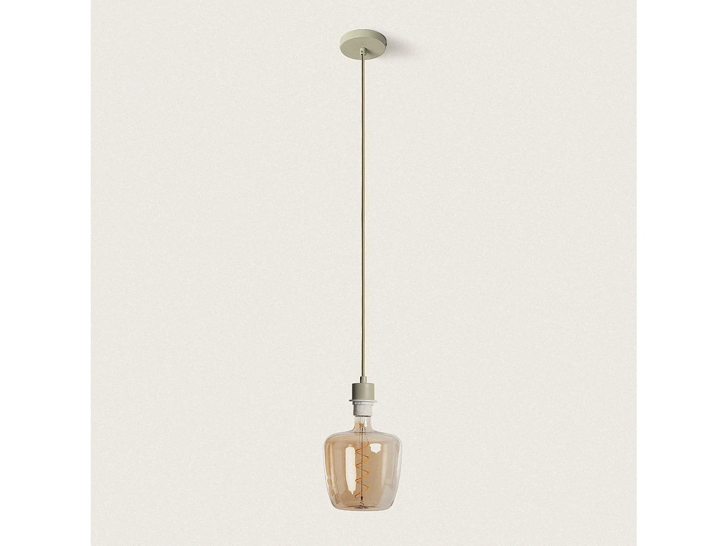 Lampada a Sospensione con Cavo Tessile Verde Verde Cachi