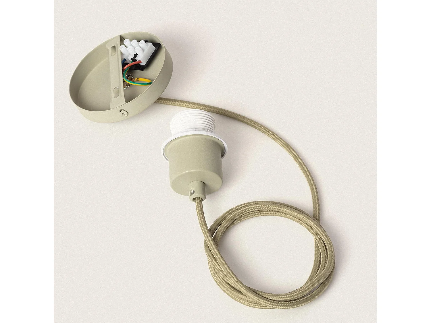 Lampada a Sospensione con Cavo Tessile Verde Verde Cachi