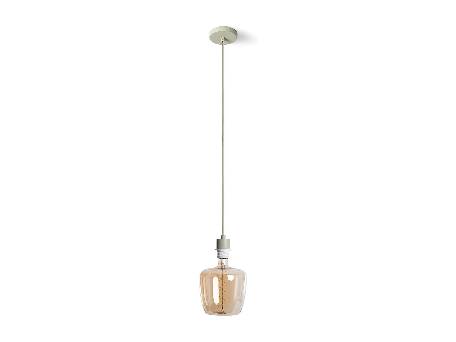 Lampada a Sospensione con Cavo Tessile Verde Verde Cachi