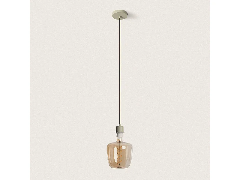 Lampada a Sospensione con Cavo Tessile Verde Verde Cachi