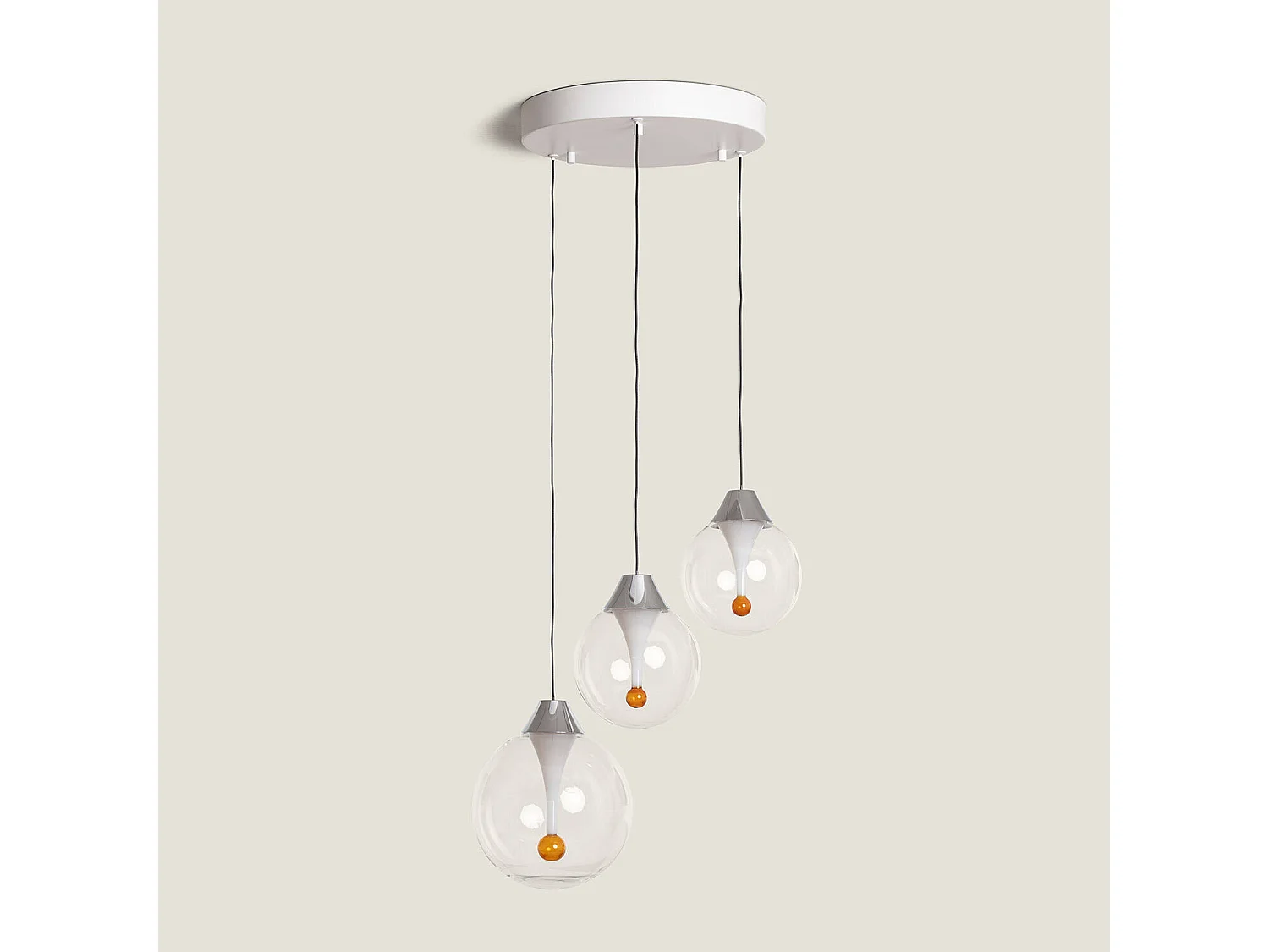 Suspension LED Verre 30W Liborina 3 Spots Blanc